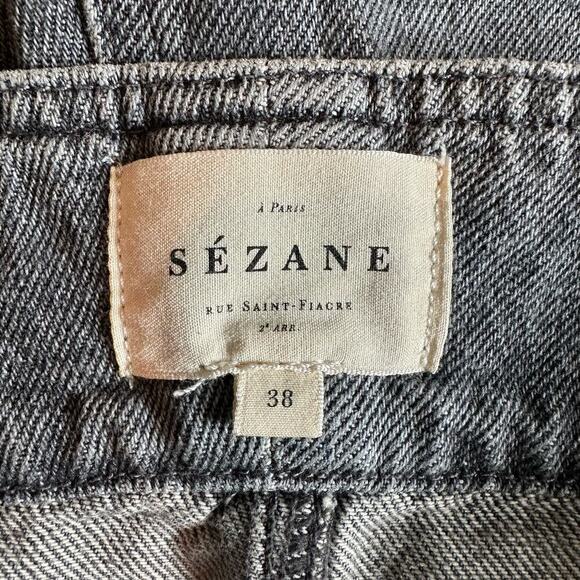 Sezane Maxime Belted Exposed Button Fly Jeans Gray Size FR 38 US 6 - Picture 3 of 15